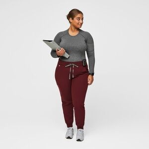 FIGS Zamora High Waisted Jogger Scrub Pants - Size:XL Tall in Burgundy
